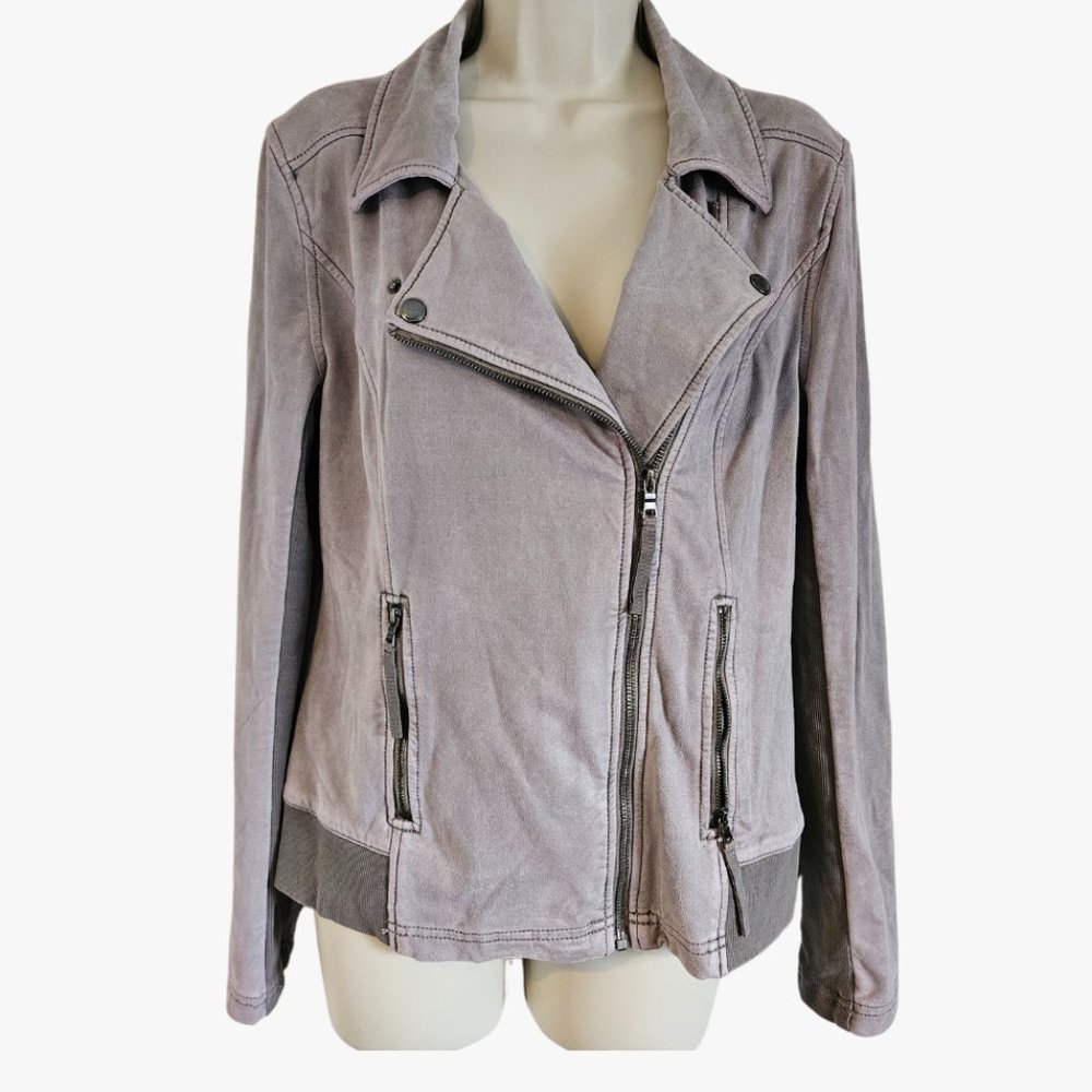 MARRAKECH ANTHROPOLOGIE PARKWAY MOTO JACKET FAUX SUEDE GREY - MEDIUM - SOFT!